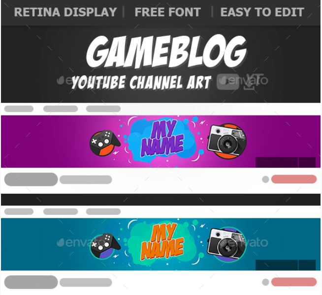 Photoshop Gaming Banner/Channel Art Template (.psd download