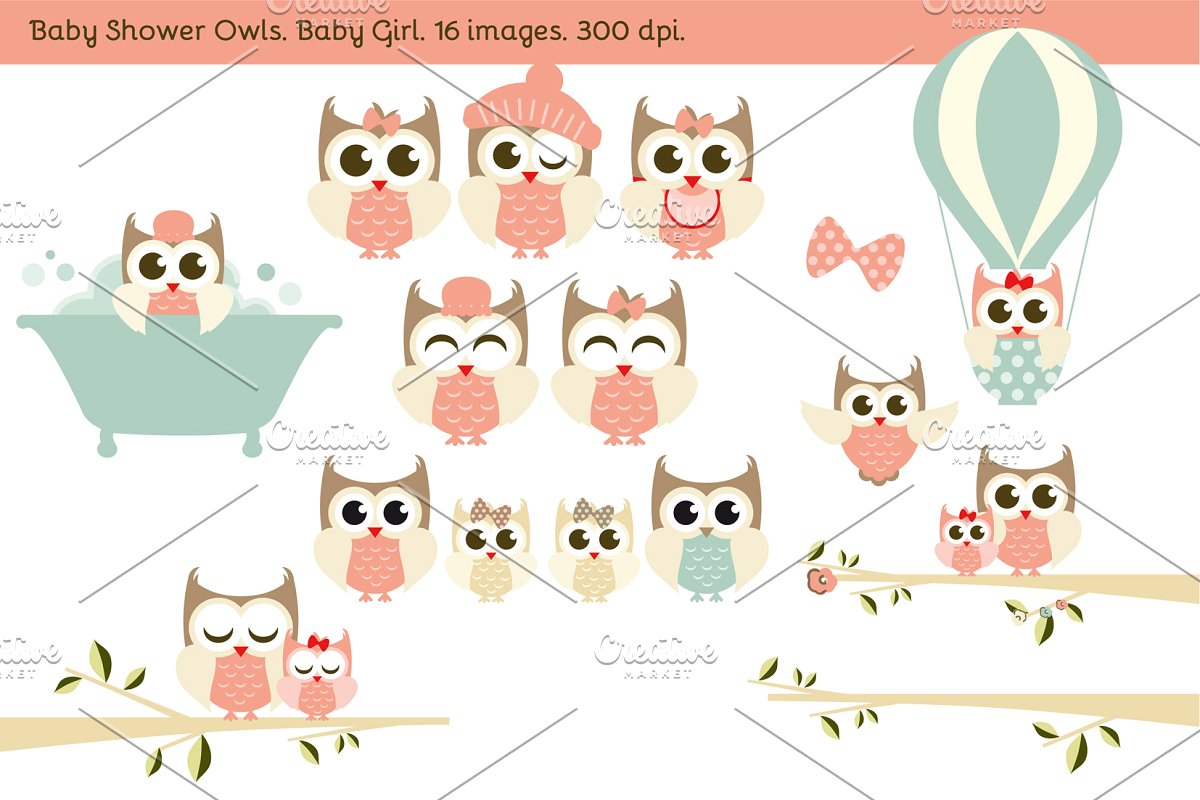 baby boy shower owl clipart