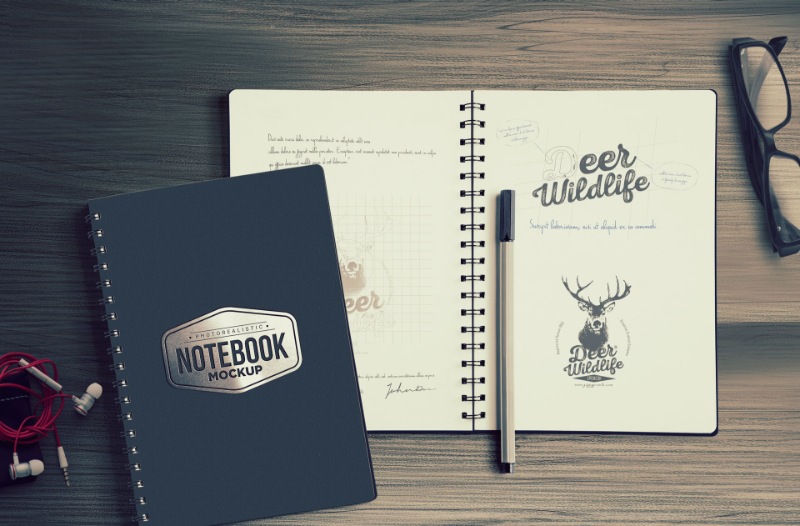 Book-Notebook Mockup Digital Landscape JPEG Image Download Professionally Styled Photography Office Desk Theme
